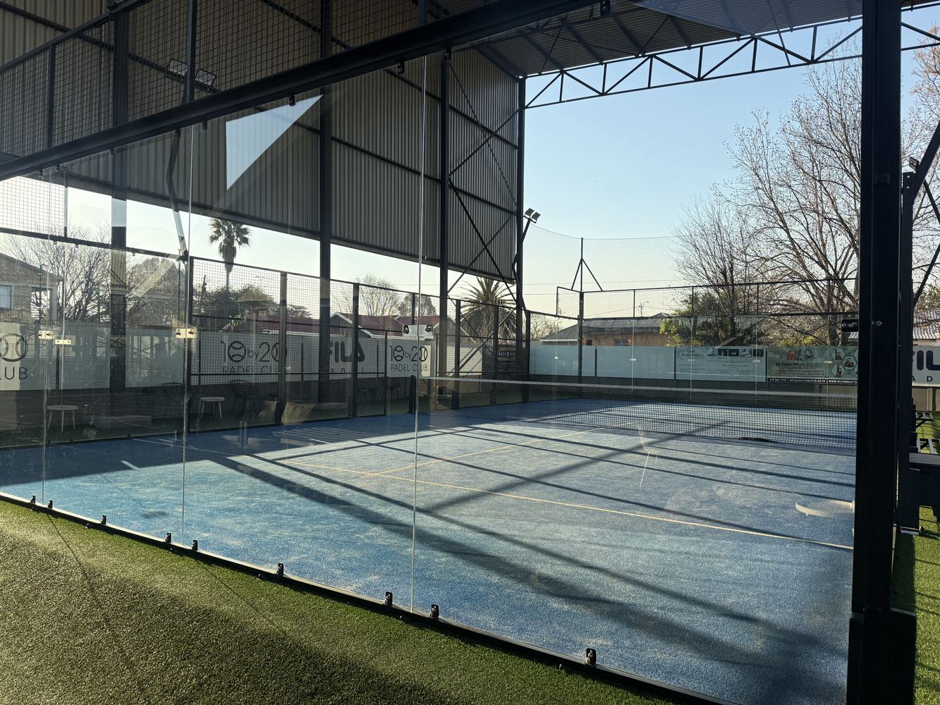 10by20 Three Rivers covered padel court in afternoon light